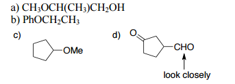 Solved a) CH_3OCH(CH_3)CH_2OH b) PhOCH_2CH_3 | Chegg.com