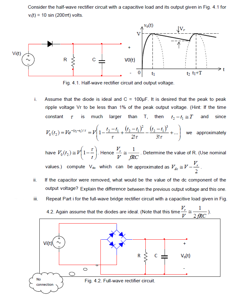Solved Consider the halfwave rectifier circuit with a