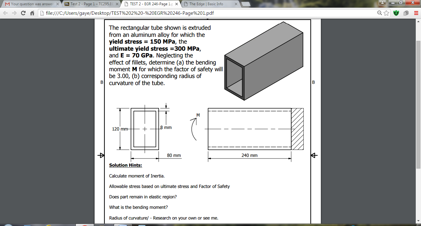 Solved The rectangular tube shown is extruded from an
