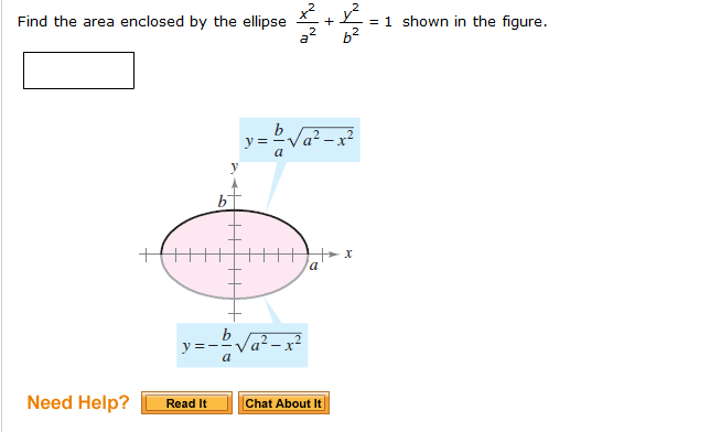 Solved Find the area enclosed by the ellipse x^2/a^2 + | Chegg.com