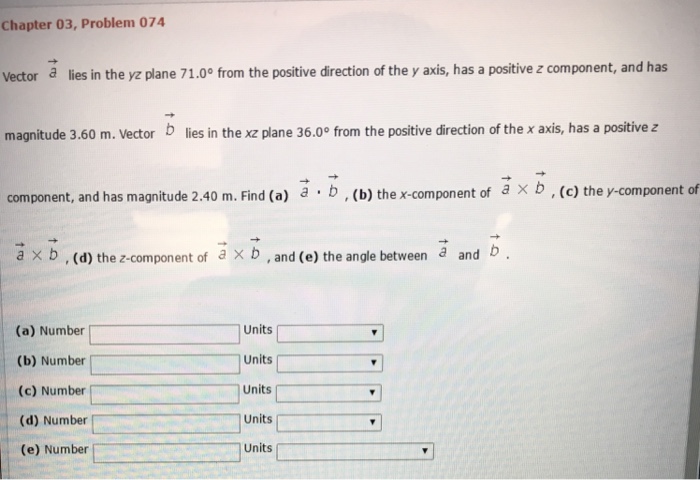Solved Vector a lies in the yz plane 71.0 degree from the | Chegg.com