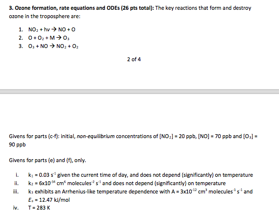 3 Ozone Formation Rate Equations And Odes 26 Pts 5753