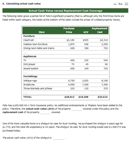 actual cash value