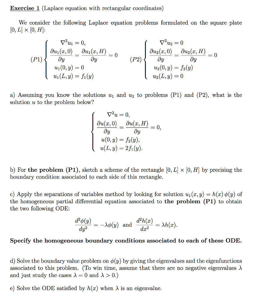 Exercise 1 (Laplace equation with rectangular