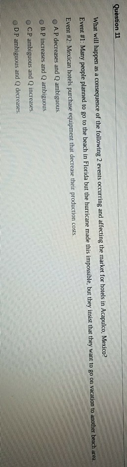 Solved Question 11 What will happen as a consequence of the | Chegg.com