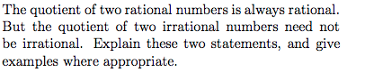 the quotient of two rational numbers is a rational number examples