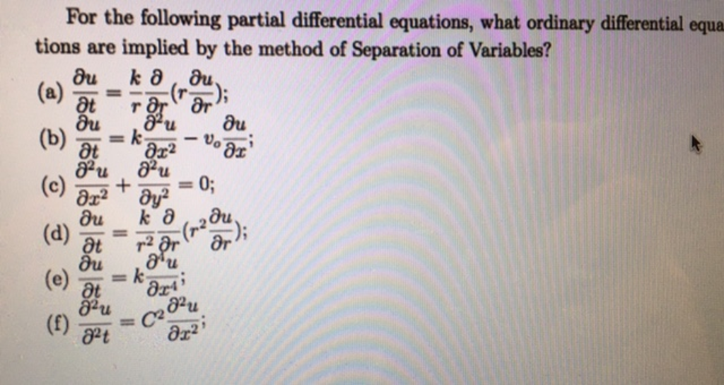 Solved For The Following Partial Differential Equations, | Chegg.com