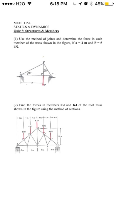 Solved Use the method of joints and determine the force in | Chegg.com