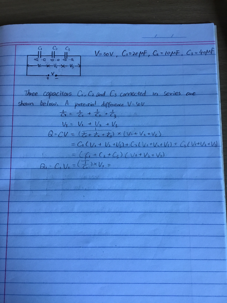 Solved Three capacitors C1, C2 and C3 connected in series
