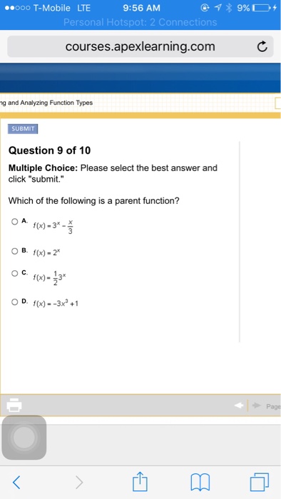Solved Which of the following is a parent function? | Chegg.com