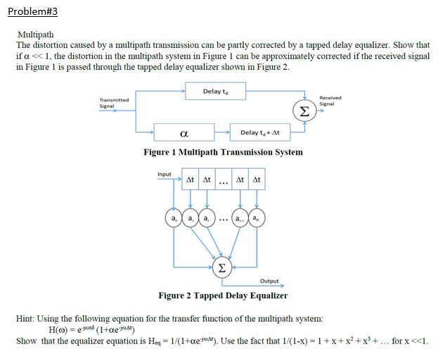 Solved The distortion caused by a multipath transmission can