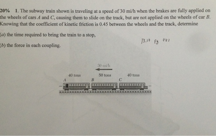 Solved The Subway Train Shown Is Traveling At A Speed Of 30 | Chegg.com