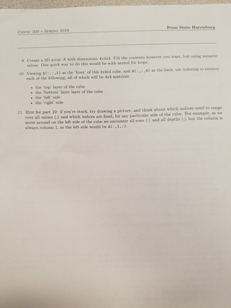 Solved Penn State Harrisburg CMPSC 200 ? SPRING 2018 9. | Chegg.com