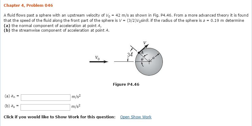 Solved A Fluid Flows Past A Sphere With An Upstream Velocity 