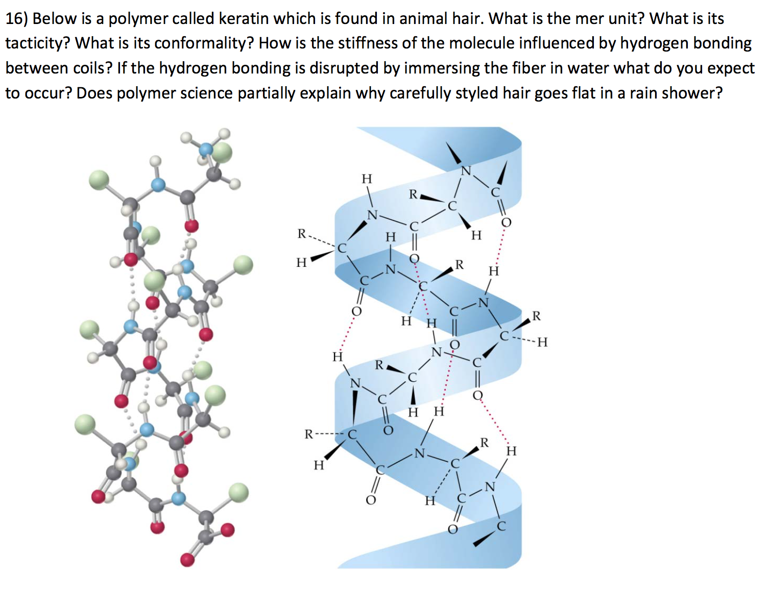 Solved Below is a polymer called keratin which is found in | Chegg.com