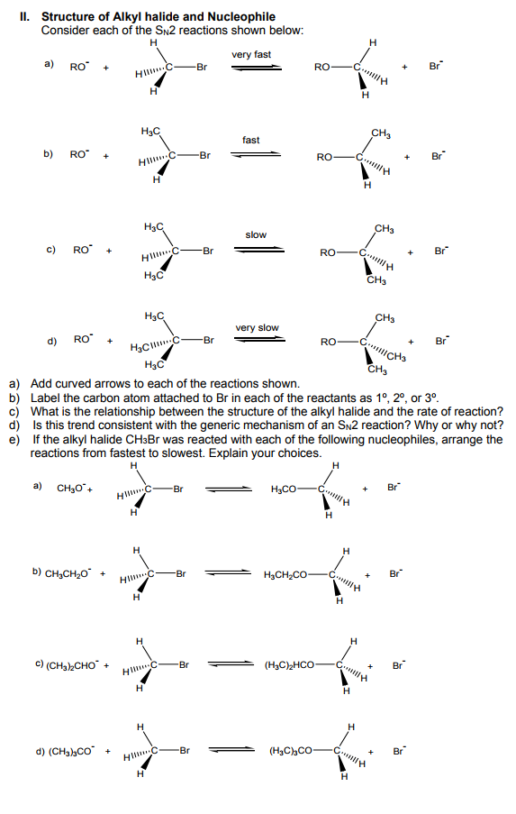 Il. Structure of Alkyl halide and Nucleophile | Chegg.com