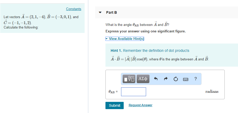 Solved Part B Let Vectors A 2 1 4 B 3 0 1 And Chegg