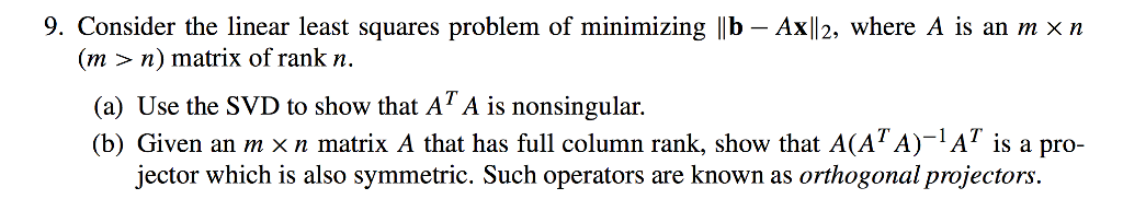 9. Consider the linear least squares problem of | Chegg.com