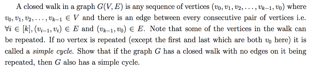 Solved A closed walk in a graph G(V, E) is any sequence of | Chegg.com