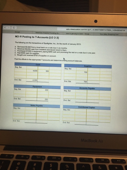 Solved Borrowed 3,940 from a local bank on a note due in