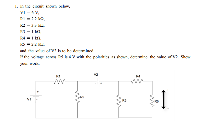 Solved Solve for V2 using the voltage across R5 of 4v. Show | Chegg.com