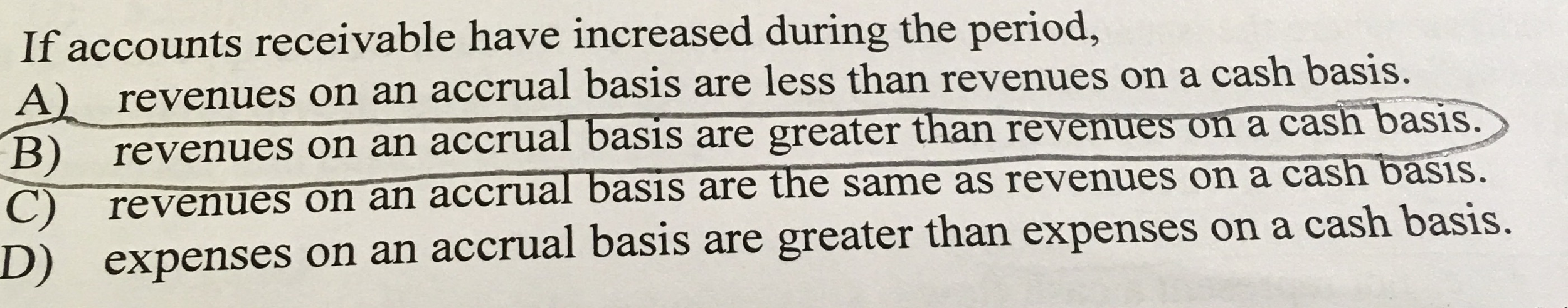 Solved If accounts receivable have increased during the | Chegg.com