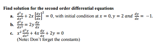 Solved Find solution for the second order differential | Chegg.com