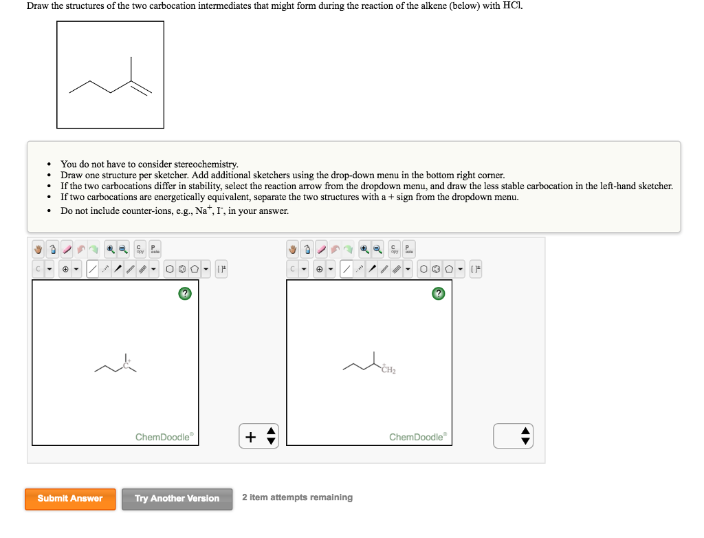 Solved Draw the structures of the two carbocation