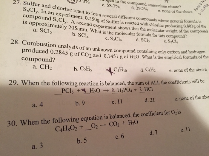 Solved Sulfur and chlorine react to form several different