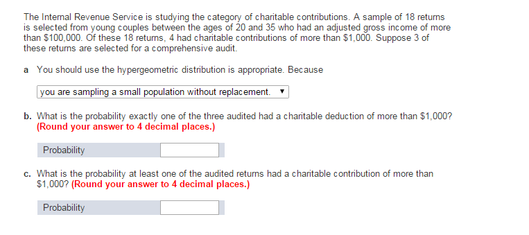 Solved The Internal Revenue Service Is Studying The Category | Chegg.com