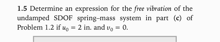 Solved 1.5 Determine an expression for the free vibration of | Chegg.com