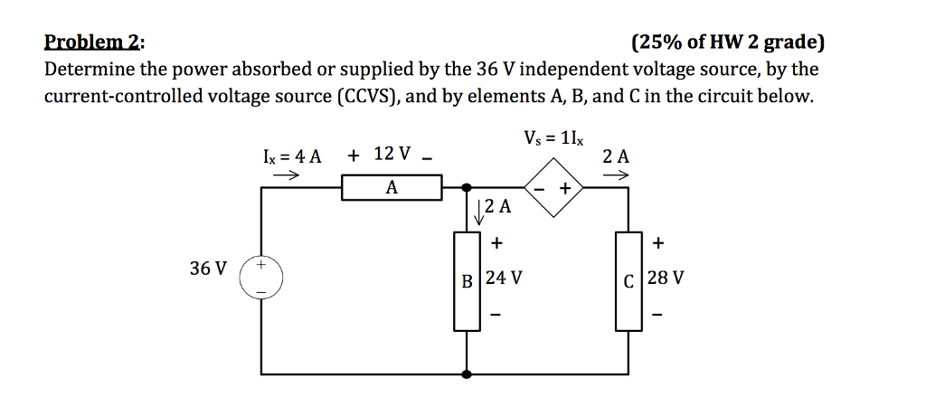 Solved Determine the power absorbed or supplied by the 36 V | Chegg.com