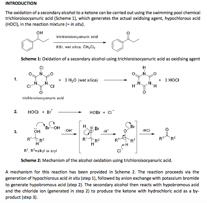 Solved INTRODUCTION The oxidation of a secondaryalcohol to a | Chegg.com