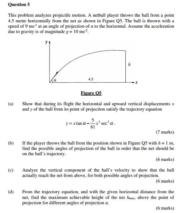 Solved This problem analyzes projectile motion. A netball