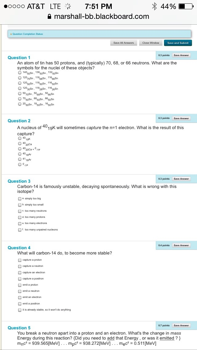 An atom of tin has 50 protons, and (typically) 70,
