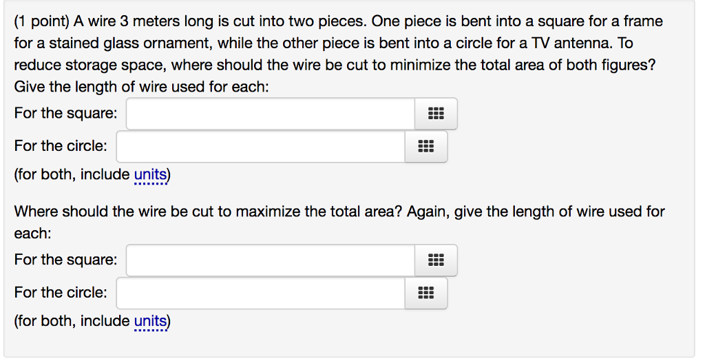 Solved A wire 3 meters long is cut into two pieces. One | Chegg.com