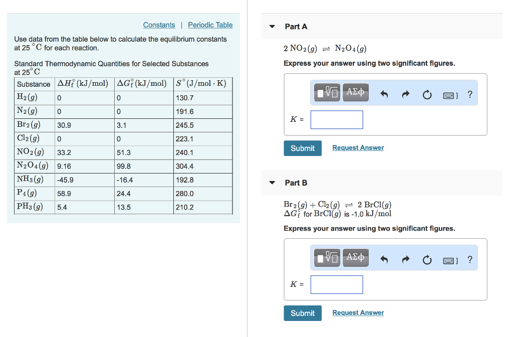 Solved Part A Use Data From The Table Below To Calculate The | Chegg.com