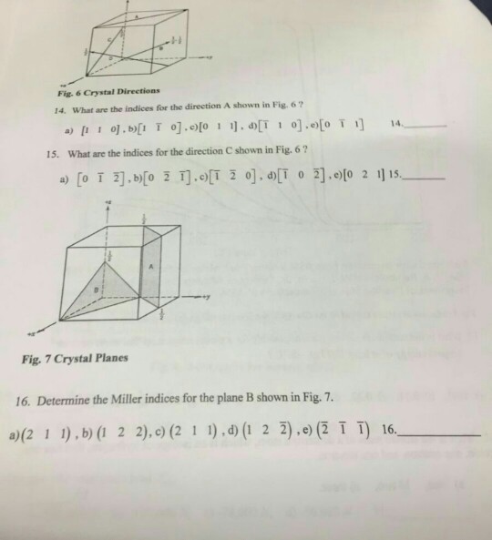 Fig. 6 Crystal Directions 14. What are the indices | Chegg.com