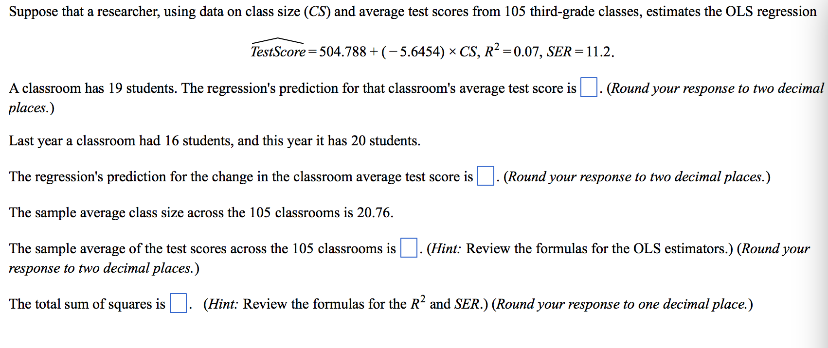 suppose that a researcher using data on class size