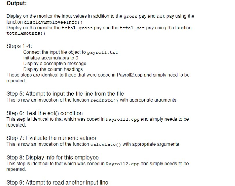 Solved Write a program in a file named Payroll3.cpp that | Chegg.com