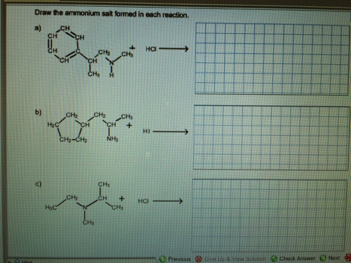 Draw The Ammonium Salt Formed In Each Reaction