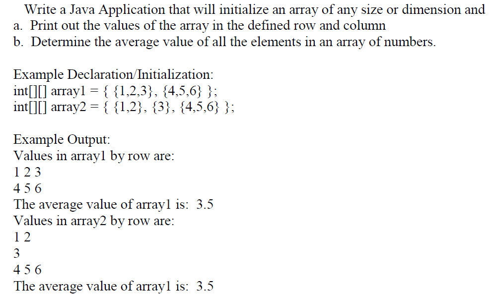 Average the row of an array clearance java