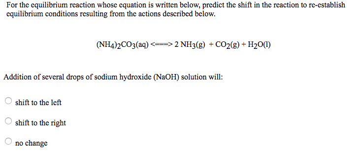 Solved For the equilibrium reaction whose equation is | Chegg.com