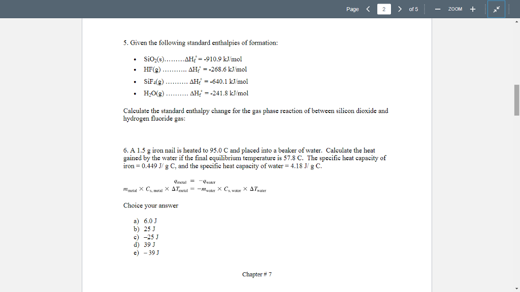 Solved Page > of 5 zooM 5. Given the following standard