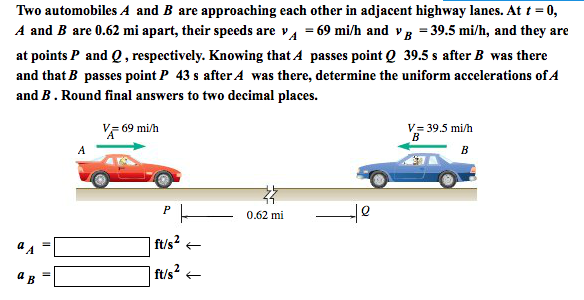 Solved Two automobiles A and B are approaching each other in | Chegg.com