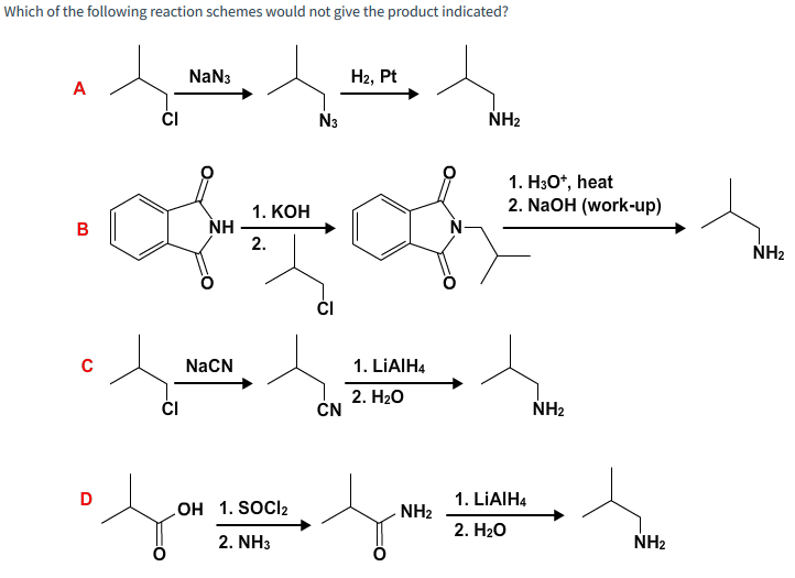 Solved Which of the following reaction schemes would not | Chegg.com