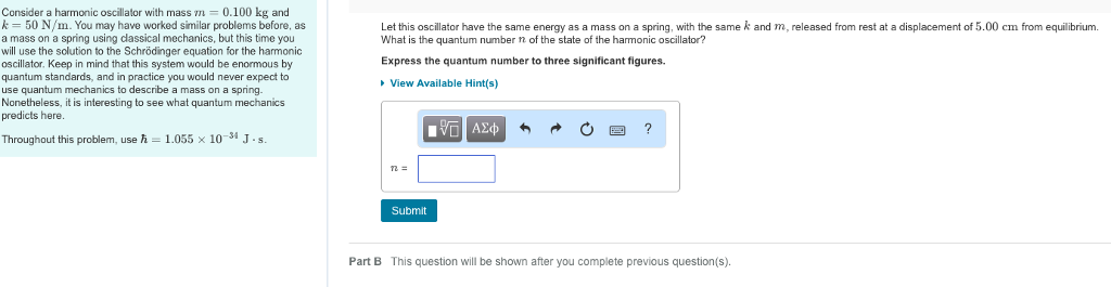 Solved Consider a harmonic oscillator with mass m 0.100 kg | Chegg.com
