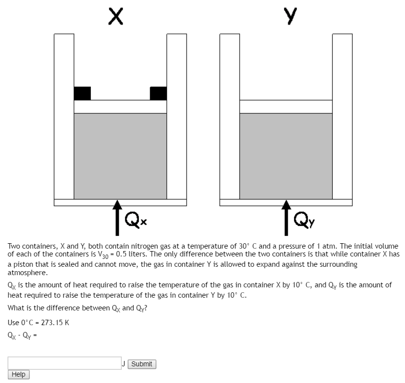 Solved Two containers, X and Y, both contain nitrogen gas at