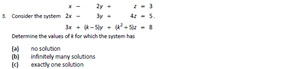 Solved Determine the values of k for which the system has | Chegg.com