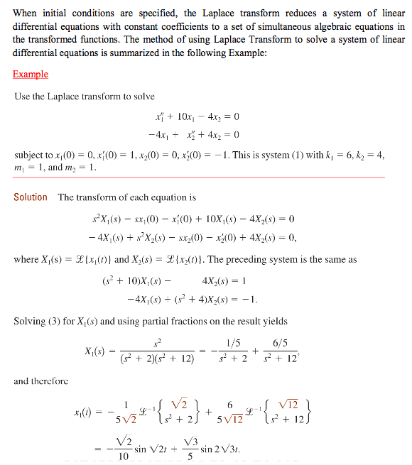 Solved When initial conditions are specified, the Laplace